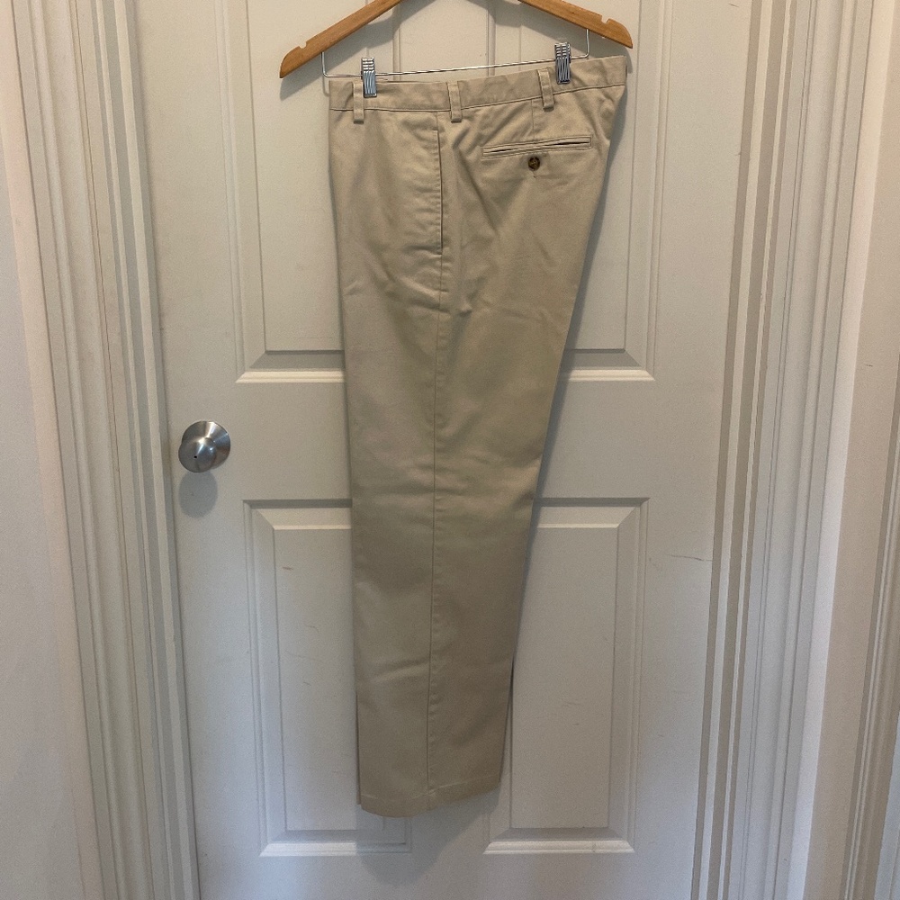 Mens LL Bean chinos, standard fit plain flat front
